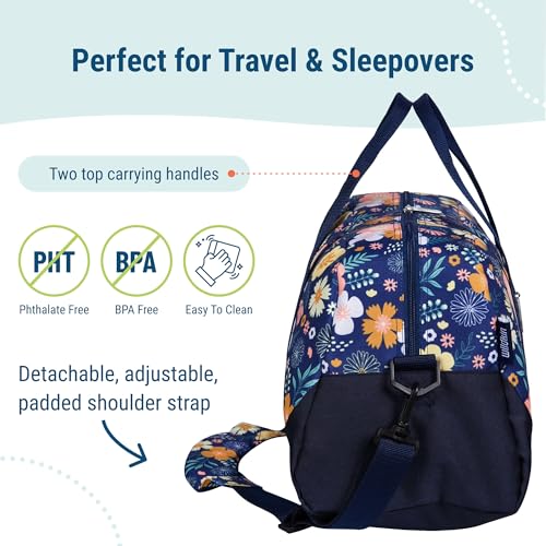 Wildkin Overnighter Duffel Bag for Kids, Floral Bloom - color: Floral Bloom