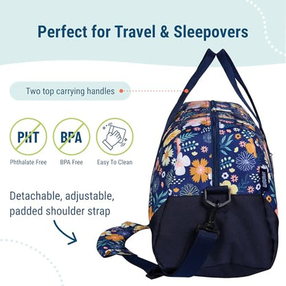 Wildkin Overnighter Duffel Bag for Kids, Floral Bloom - color: Floral Bloom