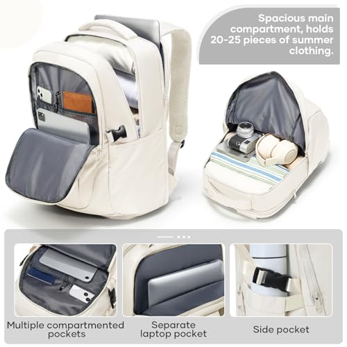 suwasp Large Travel Backpack for Women Men Mochila Airline Approved Carry On Personal Item Backpack Bag Frontier Airlines Personal Item Travel Bag Flight Approved Luggage Backpack - White - color: Beige