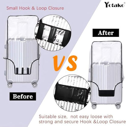 Yotako 슈트케이스 커버 프로텍터 수하물 커버 여행 가방 50.8cm(20인치), 61.4cm(24인치), 66.6cm(26인치), 71.1cm(, 80%투명 20%블랙, 지퍼 없음 - color: 80%투명 20%블랙, size: 28''(25.98''H x 19.68''L x 11.81''W)