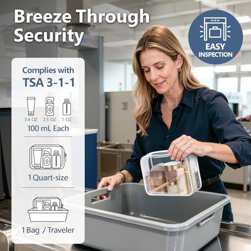 PACKISM TSA Approved Toiletry Bag - Clear Makeup Bag for Travel, White - color: Active White, size: Medium Set