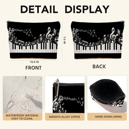 JIUWEIHU Piano Keys Makeup Bag, Musical Cosmetic Bags Travel Organizer Bag - color: Multicolor 0063