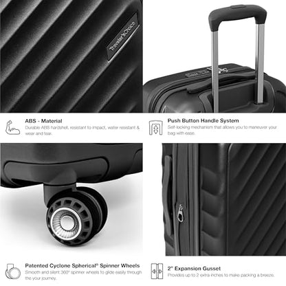 Traveler's Choice Elm 2PC Expandable Spinner Luggage Set - Matte Black - color: Matte Black, size: 2-Piece Set