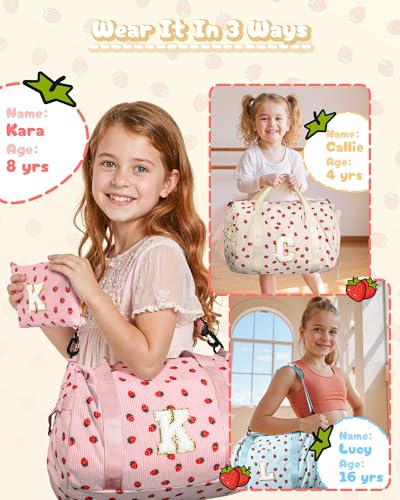 Overnight Trip Essential, Girls Gym Bag, Kids Weekend Duffel Bags - color: Beige, style: C