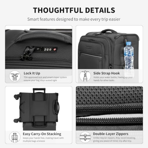 Verage Toledo Carry On Luggage Softside Expandable Suitcase with Spinner Wheel (20-Inch, Black) - color: Black, size: Carry-On 20-Inch