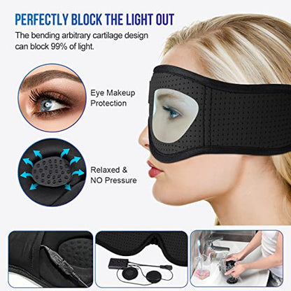 MUSICOZY 3D Sleep Headphones Bluetooth 5.4 Breathable Sleep Eye Mask - color: Black