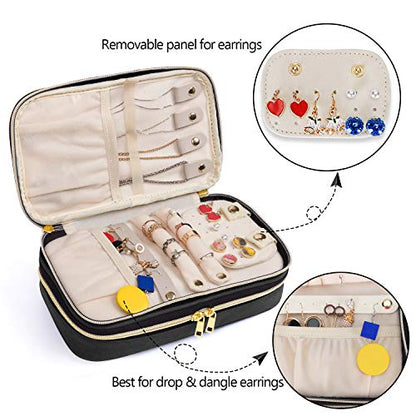 Teamoy Travel Jewelry Case Organizer Storage Box for Women, Black - color: Black