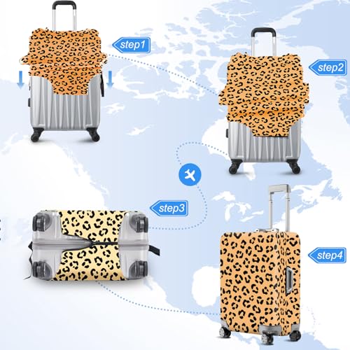 ANNA QUEEN Travel Luggage Cover Suitcase Protector Suitcase Cover Anti-Scratch,Stretchable Bag Cover Washable Durable Polyester - color: Leopard print pattern, size: M(fits 24-26Inch suitcase)