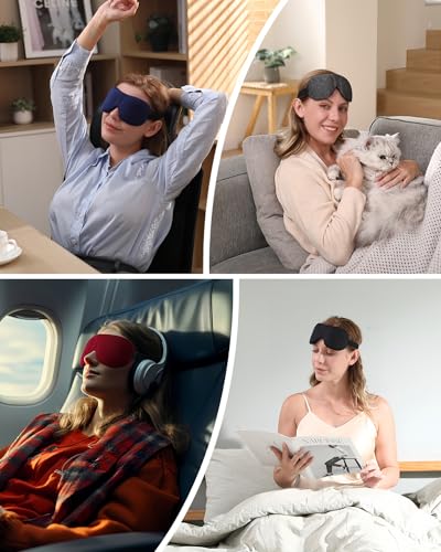 LKY DIGITAL Sleep Mask for Side Sleeper 3 Pack, Blackout 3D Eye Mask - color: Black & Blue & Purple