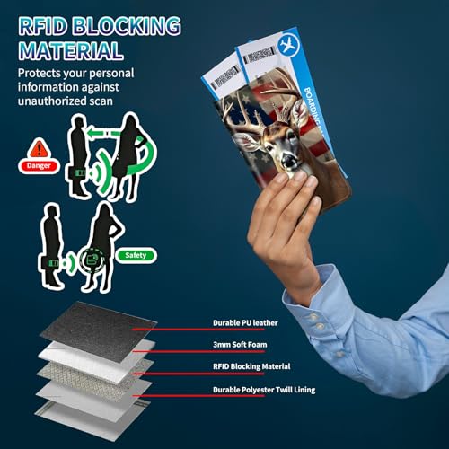 Family Passport Holder RFID,Flag Deers - color: Flag Deers