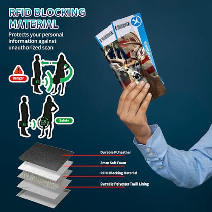 Family Passport Holder RFID,Flag Deers - color: Flag Deers