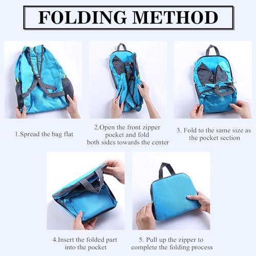 Foldable Backpack Travel Collapsible Backpacks Lightweight Packable Backpacks Men Women Foldable Day Pack for Travel, Hiking, Walking, Cycling, Camping (Sky Blue) - color: Sky Blue