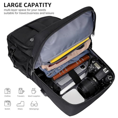 WITZMAN Carry on Travel Backpack for Men Nylon Business Laptop Backpack - color: Classic Black