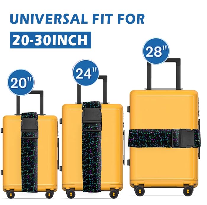 Luggage Straps for Suitcases Travel Belt Accessories, Cute Suitcase Strap, Adjustable Luggage Belt Strap, Heavy Duty with Quick-Release Buckle Luggage Strap Cute Black Cats - color: Cute Black Cats