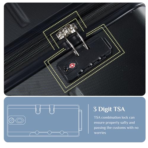 OLIXIS 28 Inch Luggage, Hardside Checked Suitcase with Spinner Wheels, Lightweight ABS Hard Shell Travel Luggage, TSA Approved Lock, Expandable Large Suitcase for Business & Travel–Black - color: Black, size: 28 IN