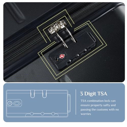 OLIXIS 28 Inch Luggage, Hardside Checked Suitcase with Spinner Wheels, Lightweight ABS Hard Shell Travel Luggage, TSA Approved Lock, Expandable Large Suitcase for Business & Travel–Black - color: Black, size: 28 IN