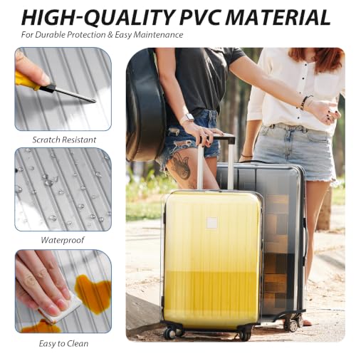 Transparent PVC Suitcase Cover, No Disassembly Required Clear Luggage Protector Suitcase Cover - color: Clear Black Trim, size: 22