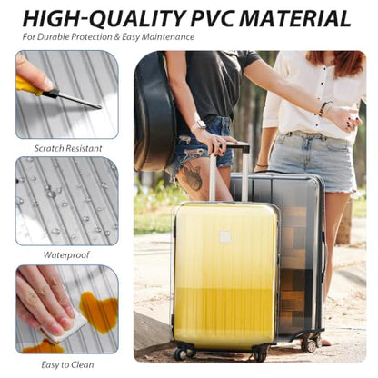 Transparent PVC Suitcase Cover, No Disassembly Required Clear Luggage Protector Suitcase Cover - color: Clear Black Trim, size: 22