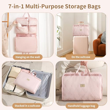 7-in-1 Travel Storage Bag, Foldable Hanging Packing Cube with Compartments for Clothes, Gray - color: Gray