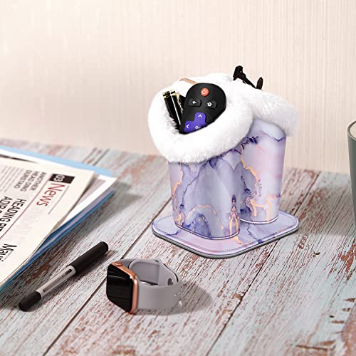 FINTIE Plush Lined Double Eyeglasses Holder with Magnetic Base for Desk - color: Lilac Marble