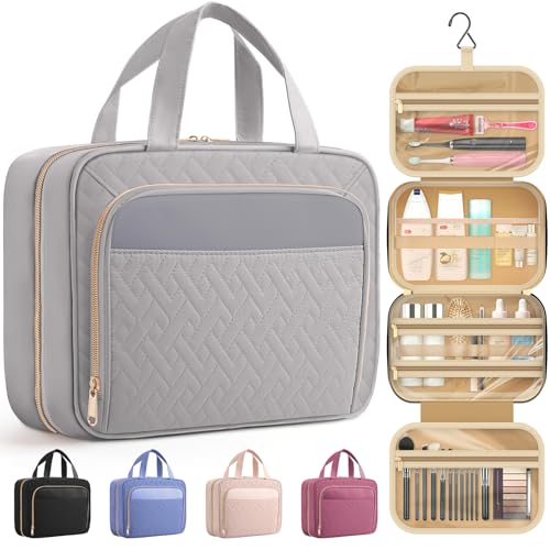 HOTOR Hanging Travel Toiletry Bag Women Men, Grey, Medium - color: Grey, size: Medium
