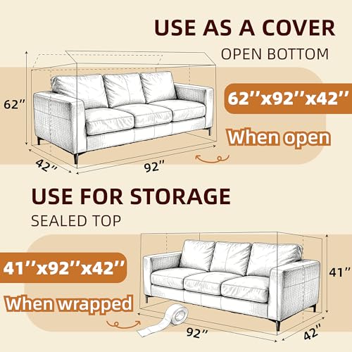 Plastic Clear Sofa Furniture Covers for Moving Storage - size: for Sofa/Couch