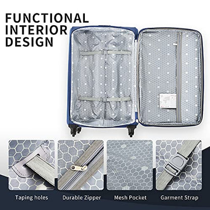 Merax Softside Luggage Set Softshell Lightweight 3 Piece Spinner Suitcase - color: Blue, style: Softside Luggage(22/26/30)
