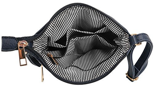 DELUXITY Crossbody Purse Bag Shoulder Bag Multi Pocket Zipper Purse - color: Navy