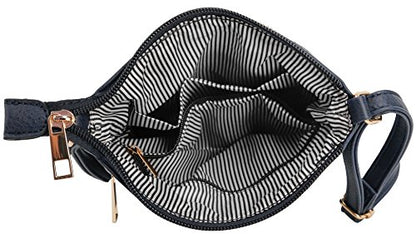 DELUXITY Crossbody Purse Bag Shoulder Bag Multi Pocket Zipper Purse - color: Navy