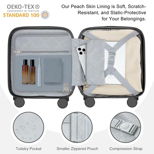MGB 14 Inch Underseat Carry On Luggage with Wheels, Charcoal Gray - color: Black
