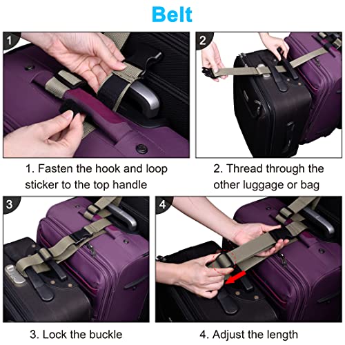 Wisdompro 2 Pack Add a Bag Luggage Strap, Luggage Connector Straps - Khaki - color: Khaki