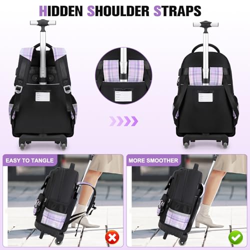 ACESAK Rolling Bow Backpack for Girls with Lunch Bag & Pencil Pouch - color: Black
