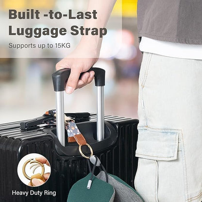 Add-a-Bag Luggage Strap, Adjustable Travel Carry Strap with Ring Hooks & Buckle, Heavy-Duty Bag Holder & Jacket Gripper, Luggage Straps/Luggage Belt, Travel Clip for Carry-On Suitcase & Backpack - color: Kapok