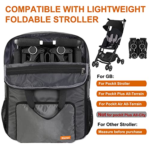 Mactso Stroller Travel Bag Compatible with GB Pockit and GB Pockit Air Plus All Terrain, Lightweight Stroller Travel Backpack for Airplane (Grey, M) - color: Grey, size: Medium