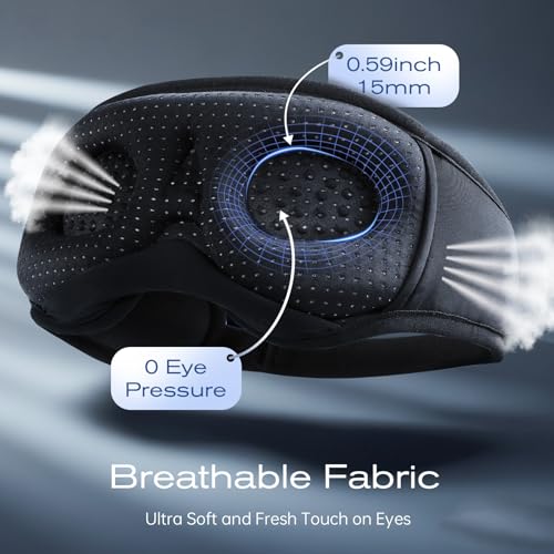 Sleep Mask with Bluetooth Headphones, Sleeping Headphones for Side Sleepers, Wireless Music Eye Mask with Ultra-Thin Stereo Speakers for Men, Women, Tech Gifts, Deep Blue - color: Deep Blue