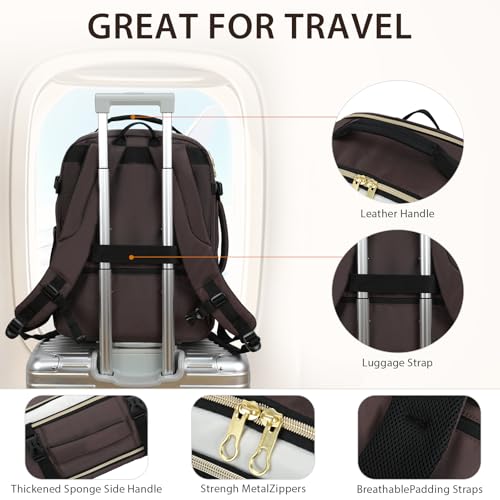 KROSER Laptop Backpack Computer Backpack 17 Inch Men-Beige/Coffee/Black - color: Beige/Coffee/Black