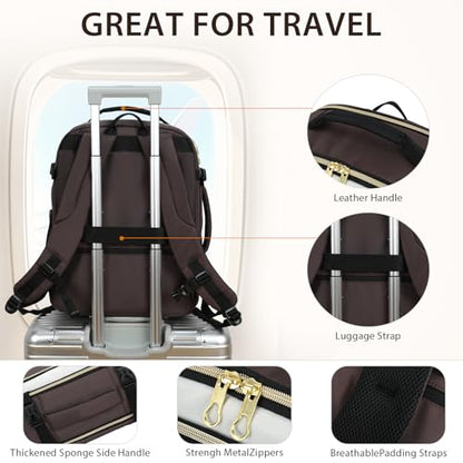 KROSER Laptop Backpack Computer Backpack 17 Inch Men-Beige/Coffee/Black - color: Beige/Coffee/Black