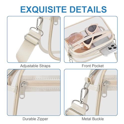 Clear Bag for Stadium Events Stadium Approved Women's Top-Handle Handbags - color: Cream, size: Large