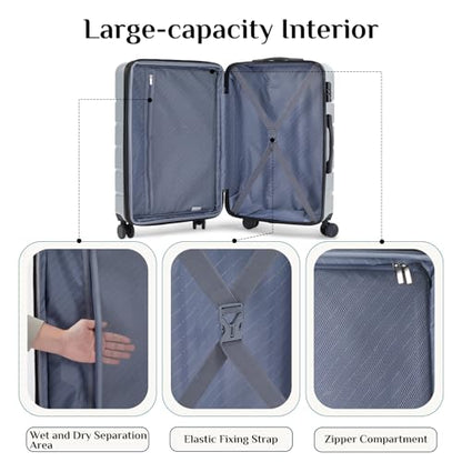 OLIXIS 3-Piece Luggage Set, Carry On Suitcases with Spinner Wheels, Expandable Travel Luggage with TSA Approved Lock & ABS Hard Shell, Light Grey, 20/24/28 Inch - color: Light Grey, size: 20/24/28IN