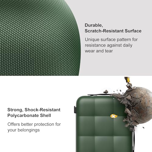 MGB Hardside 24 Inch Luggage, PC Hard Shell Checked Suitcase - color: Dark Green, size: 24 Inch