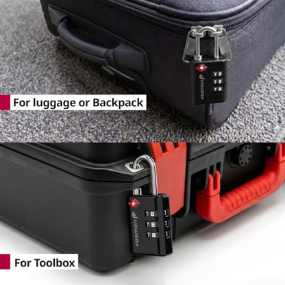 Fosmon TSA Approved Luggage Locks, 3 Digit Combination Padlock, 2 Pack - color: Black 3 Digit 2 Pack