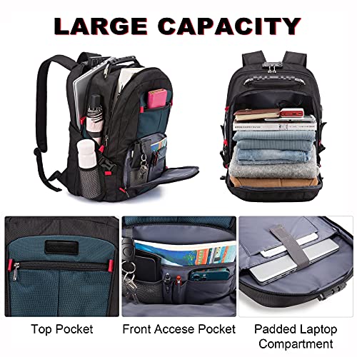 LOVEVOOK Large Laptop Backpack for Men,18.4Inch Heavy Duty Travel Backpack - color: Darkblue, size: 17 inch