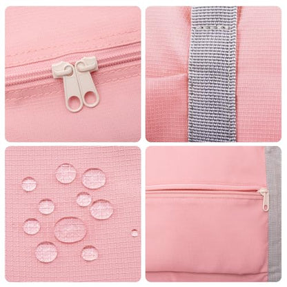 Lightweight Foldable Travel Duffel Bag, Compact Carry-On Luggage for Overnight Trips, Unisex Weekender (Pink) - color: Pink