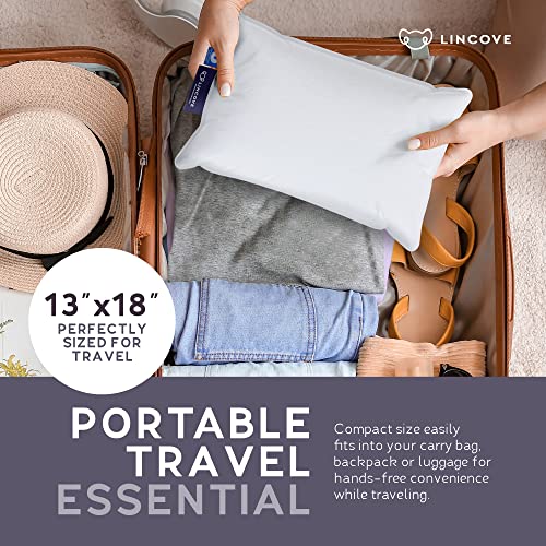 Lincove Canadian Down Feather Travel Pillow - Luxury Pillows to Support Head, Neck, While Sleeping on Airplanes, Cars, Hotels & Home - Comfortable Vacation Sleeping Essential, 13"x18" - style: 13"x18" 1 Pack