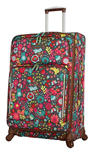Lily Bloom Design Pattern 28" Luggage Softside Expandable With Double Spinner Wheels, Large Lightweight Suitcase Checked Bag For Women - color: Playful Garden