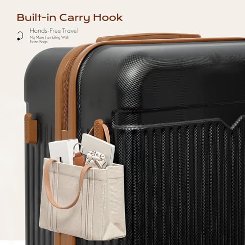 Cosbarn Luggage Sets 5Pcs Suitcases with Wheels,Large Suitcase,20"/24"/28" - color: Black