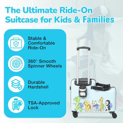 Ride On Suitcase for Kids, 20" Toddler Ride On Luggage, Carry-On