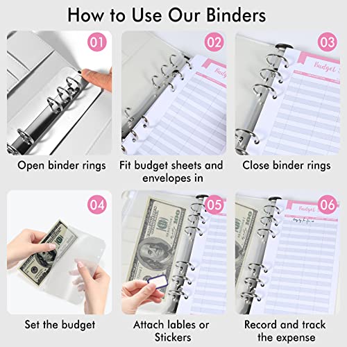 Budget Binder with Zipper Envelopes - Crocodile Pattern Leather Money Organizer, Cash Saving Book Budgeting Planner, cash stuffing folder envelope system, A6 Bill Binders with Pockets, Beige - color: Crocodile - Beige, size: A6 Kit
