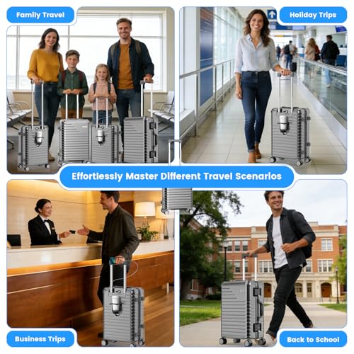 20 Inch Carry on Luggage Airline Approved, Zipperless Hard Shell Suitcase - color: Grey, size: 20 Inch