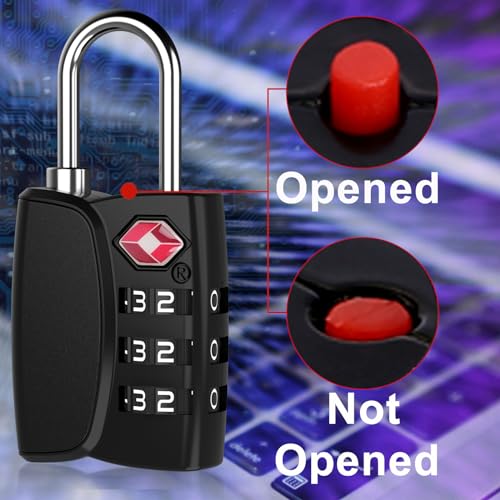TSA Approved Cable Luggage Locks Metal 4PCS Black - size: Metal 4PCS
